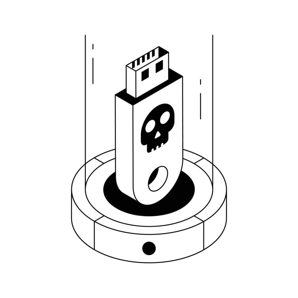 A captivating isometric icon of malware usb device threat. vector