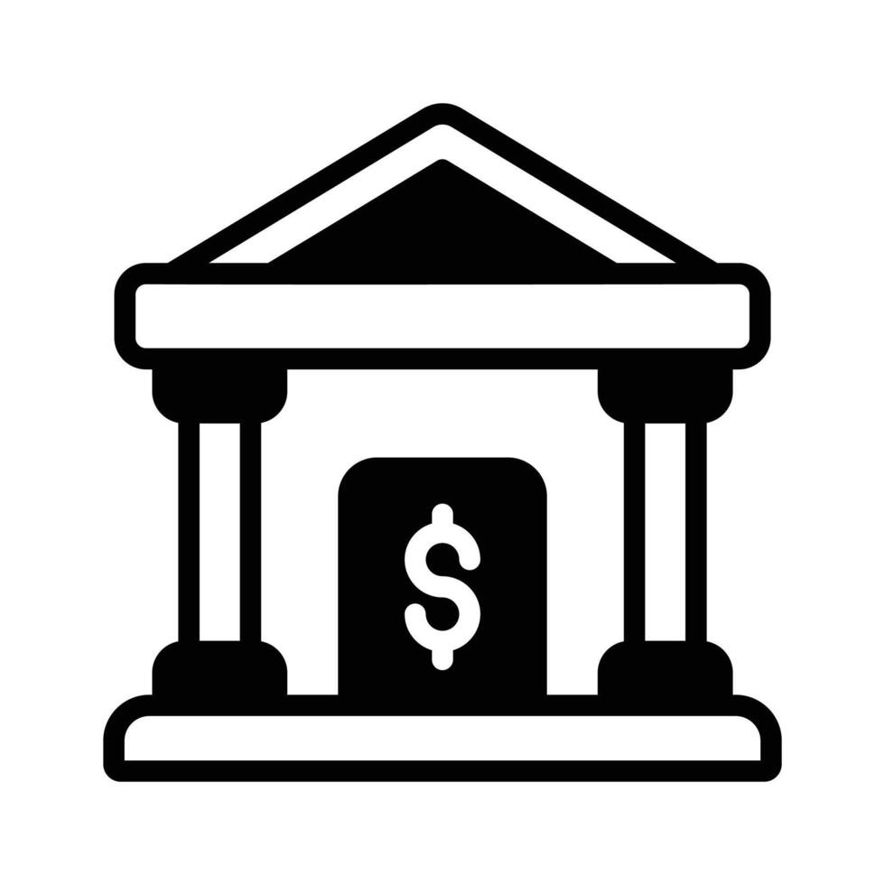 A solid style icon of a bank building, easy to edit. vector