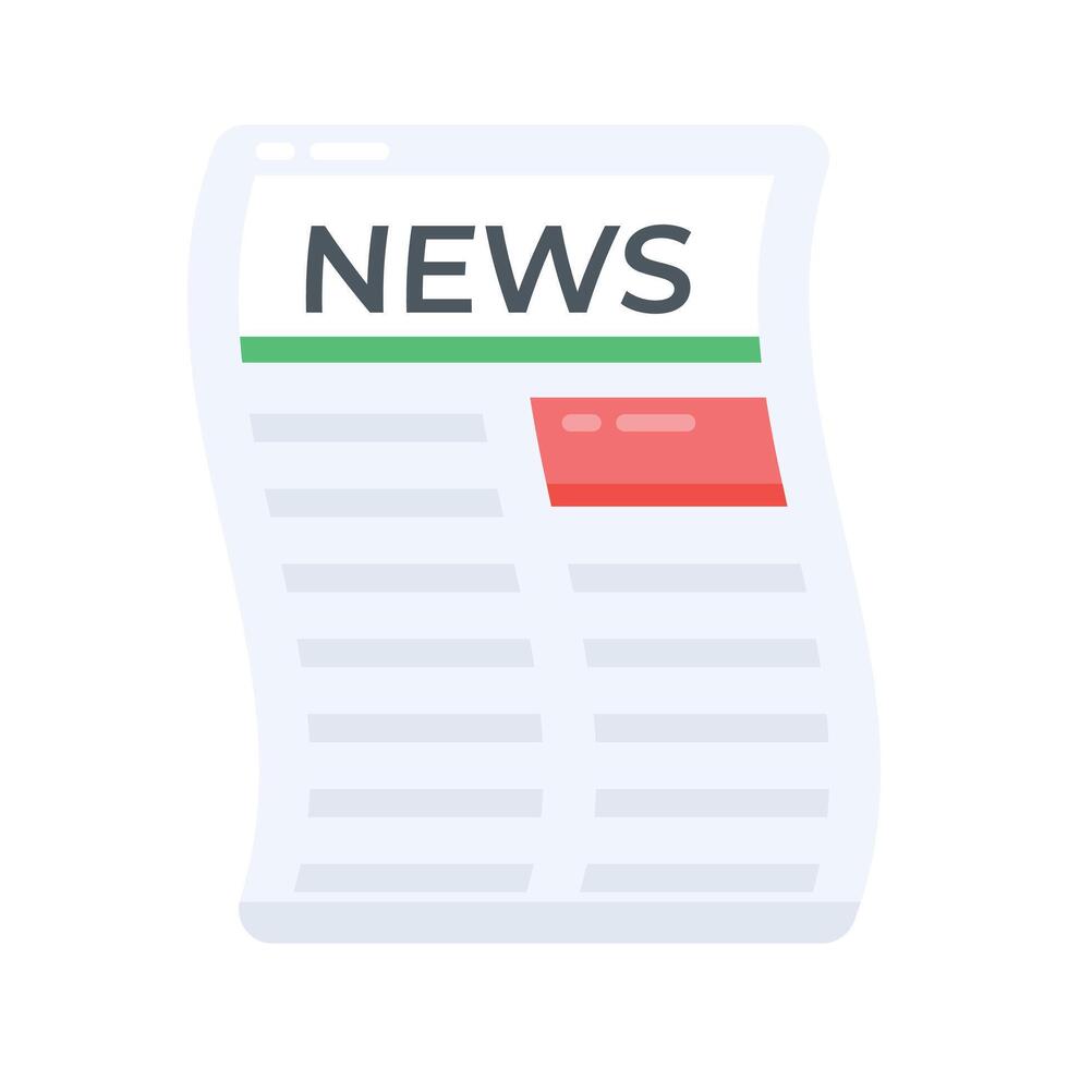 A flat style icon showing news headlines vector