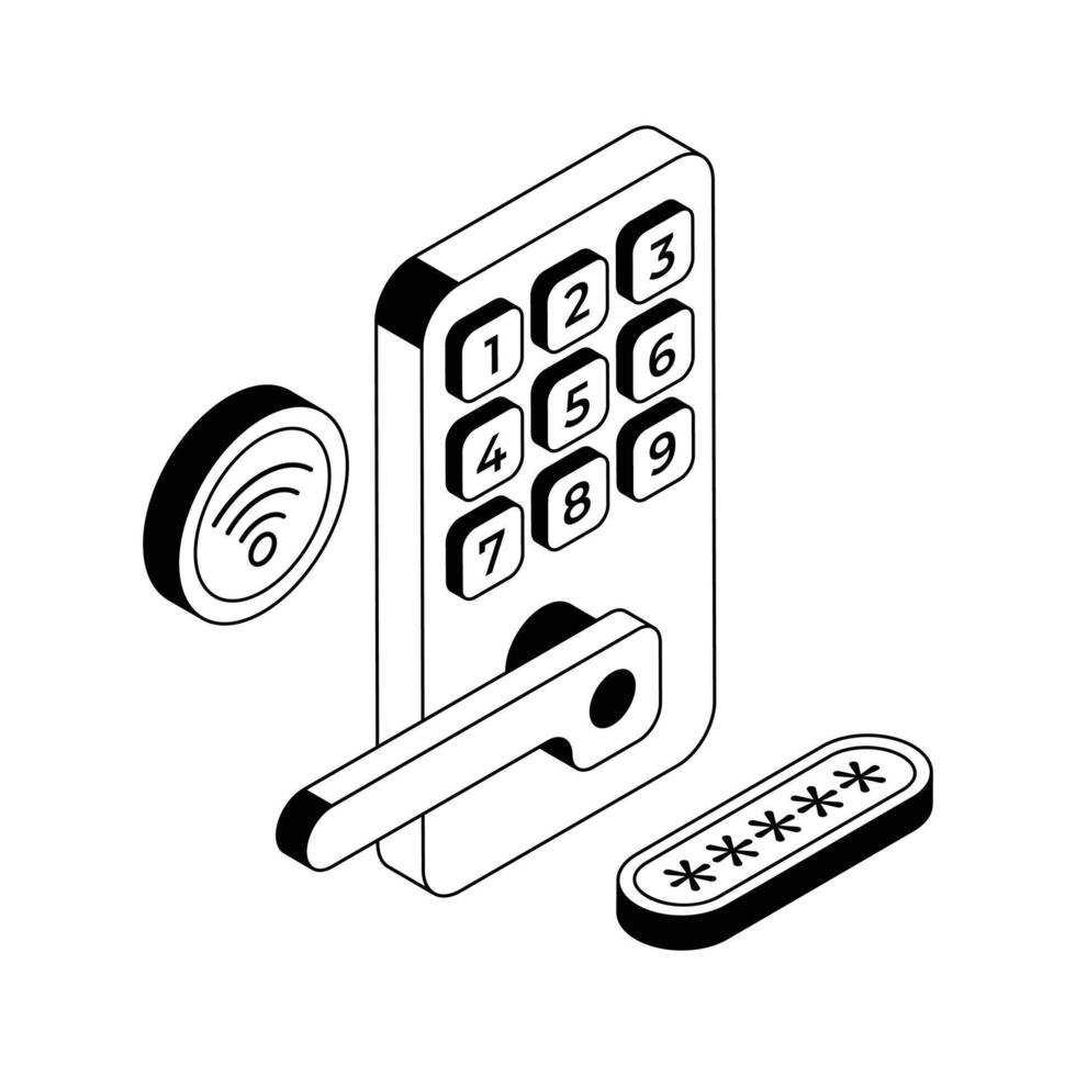A premium isometric icon of smart lock technology access. vector