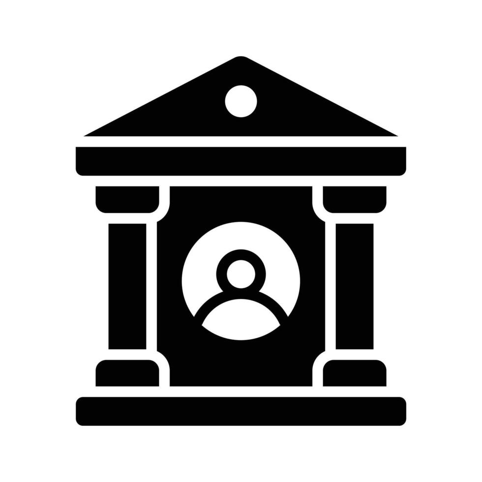 A filled style icon depicting bank service building vector
