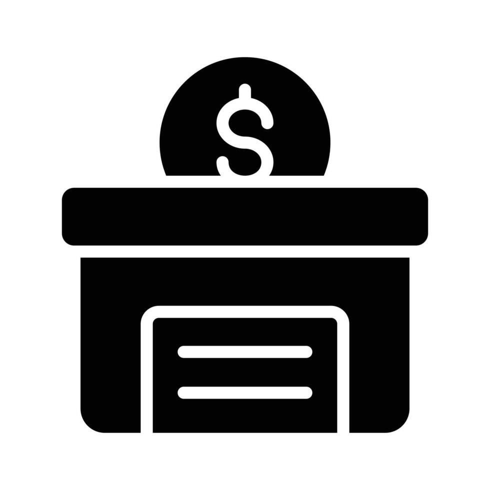 A glyph style icon of a secure money box vector