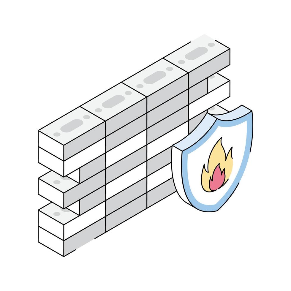 An amazing isometric icon showing firewall protection in action vector