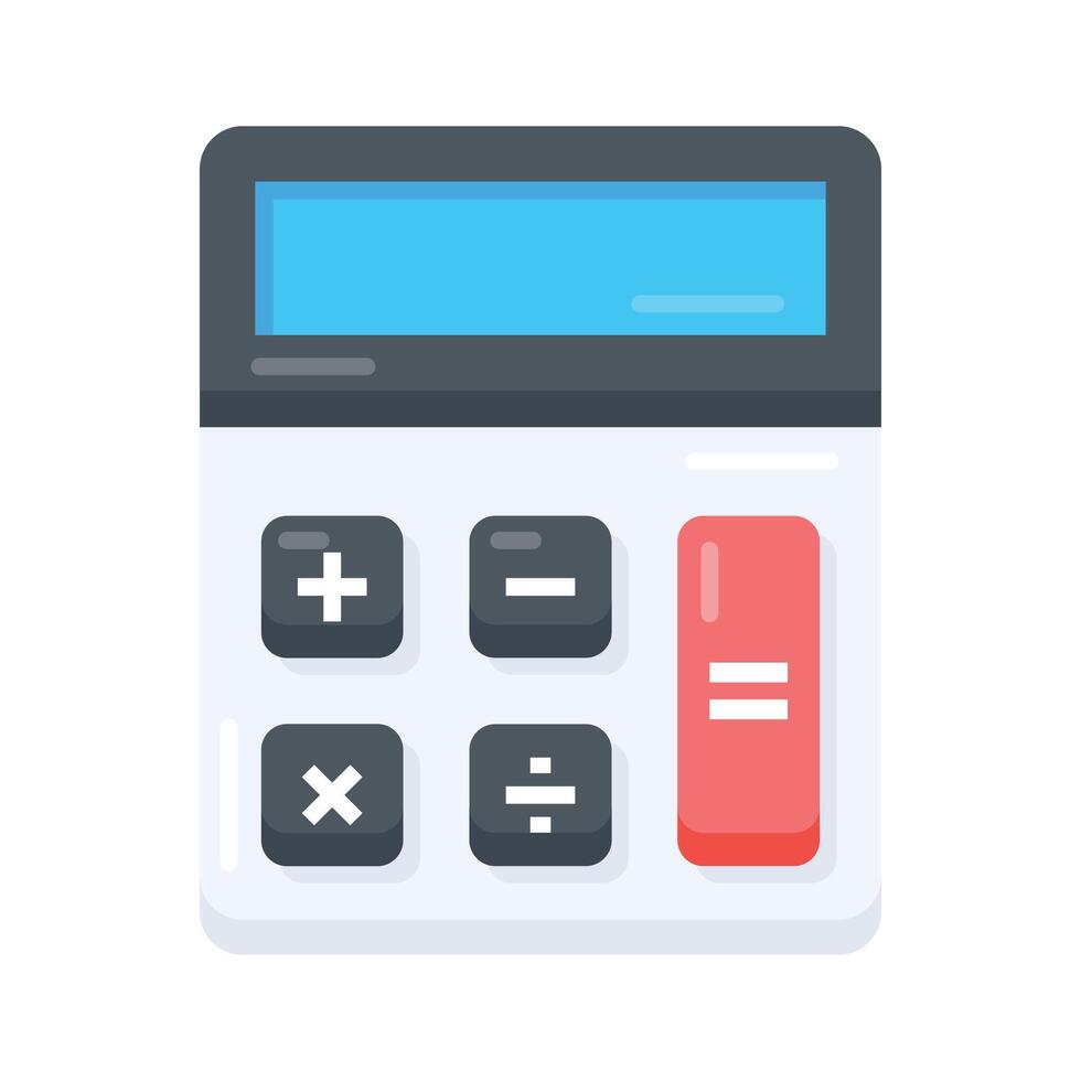 A flat icon showcasing calculator with digital keypad layout vector