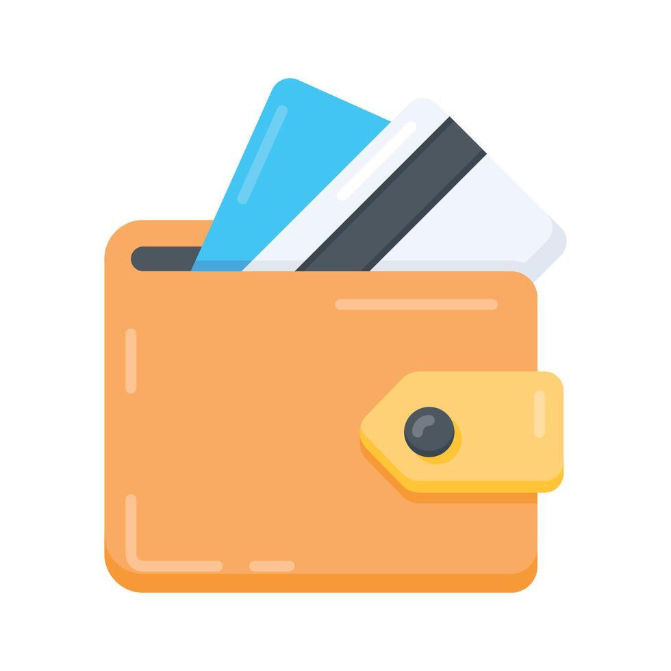 A flat style icon of card wallet looks professional vector