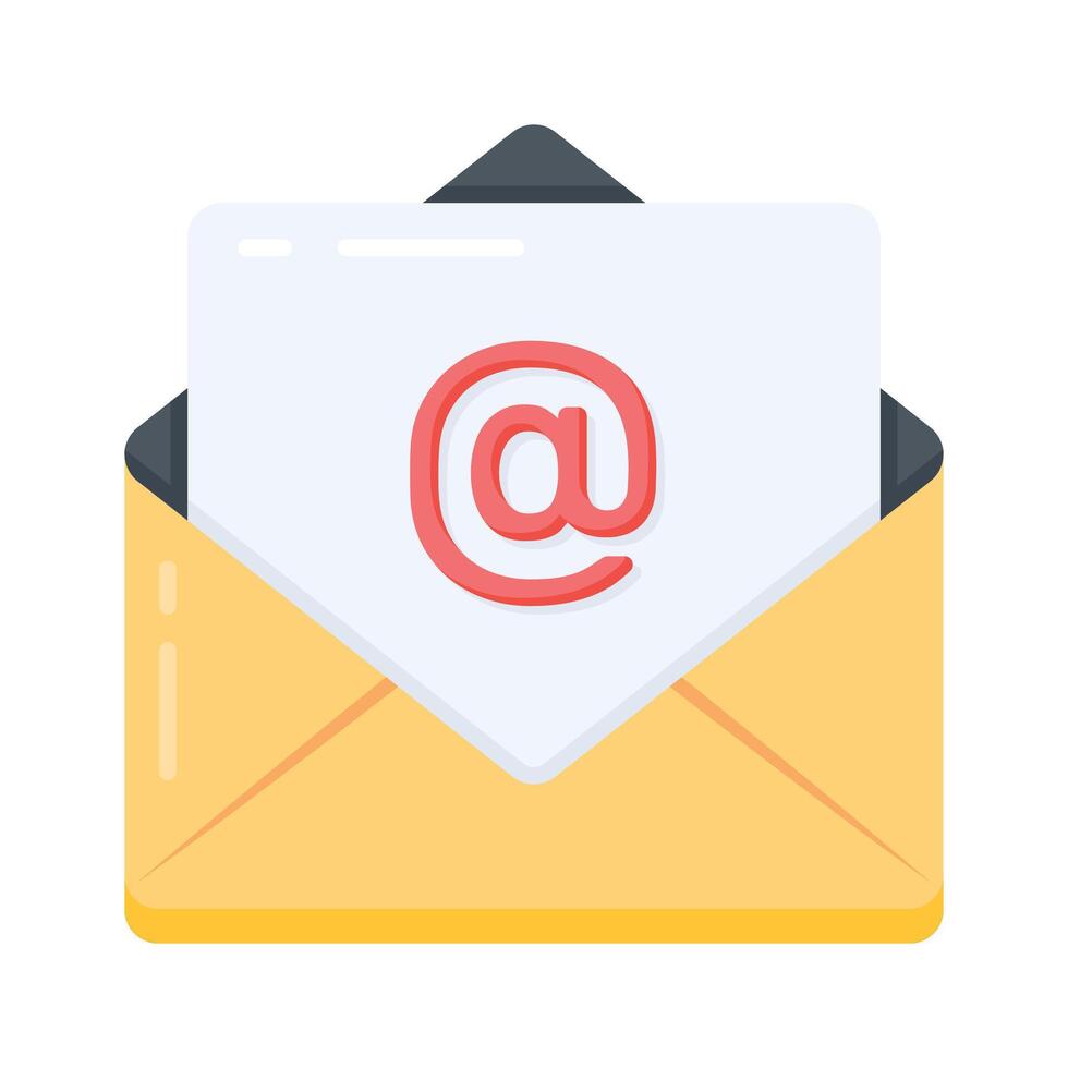 A flat style icon of email message in inbox envelope vector