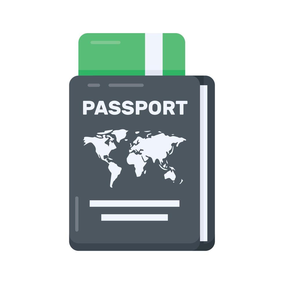 Grab this flat style icon of passport vector