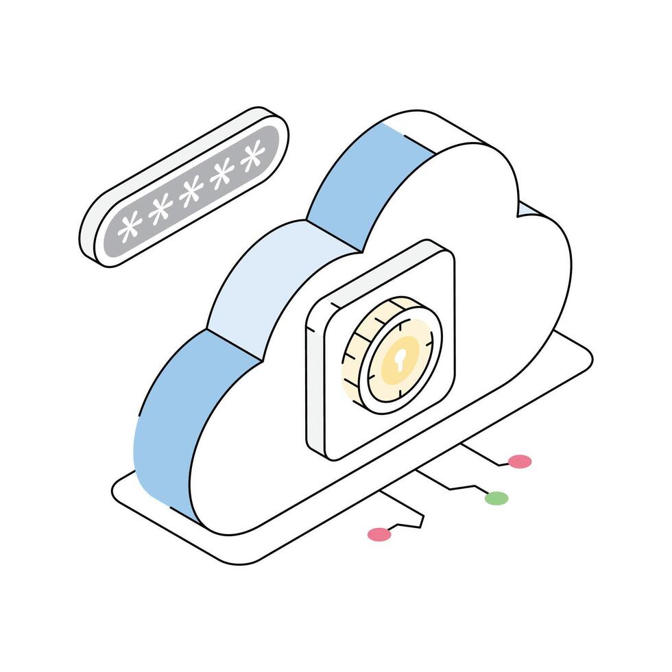 Get a glimpse of this secure cloud password isometric icon vector