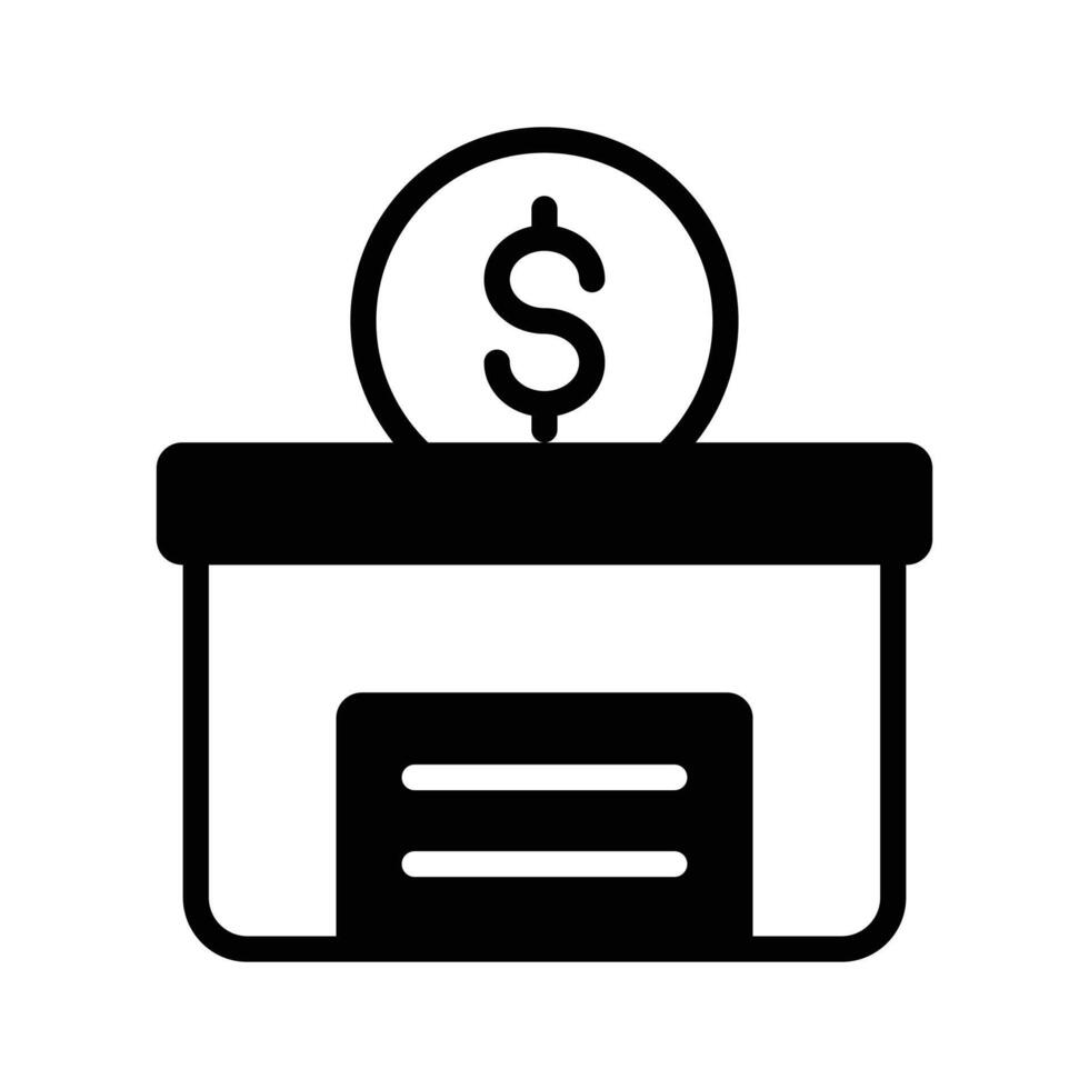 A glyph style icon of a secure money box. vector