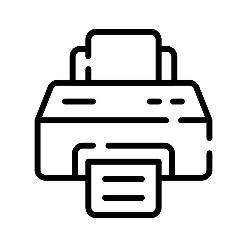 A outline style icon showing modern office printer vector