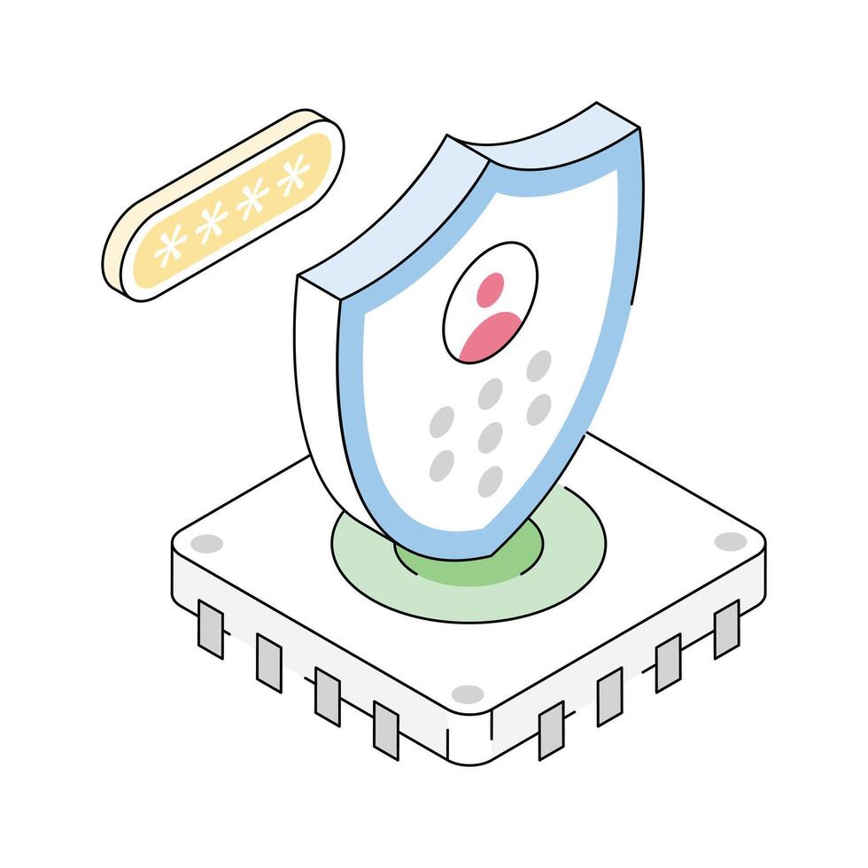 A well crafted isometric icon of secure profile management vector