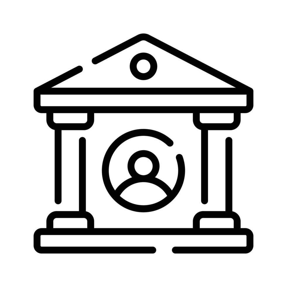 A outline style icon depicting bank service building vector