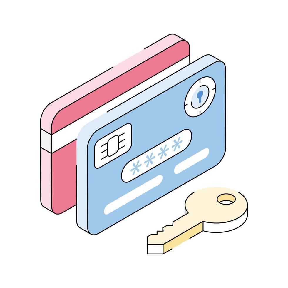 A visually appealing isometric icon of smart card access vector