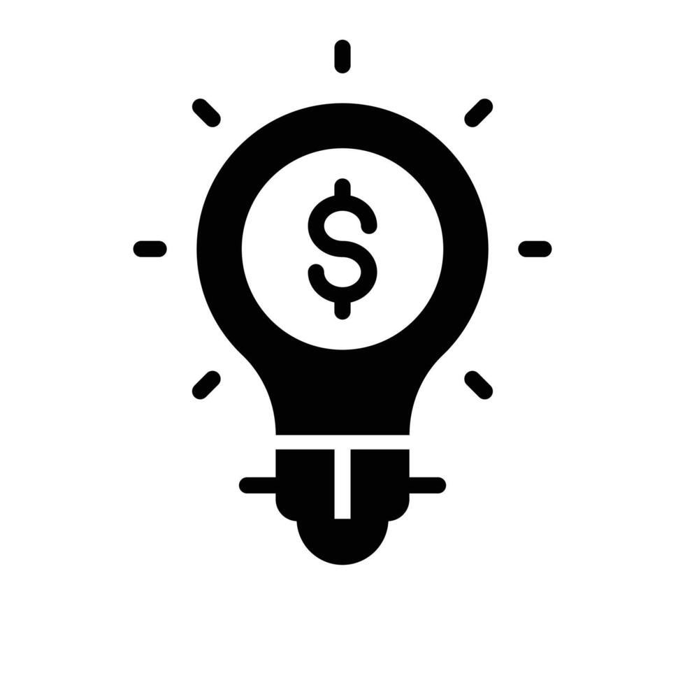 A glyph style icon depicting financial idea bulb vector