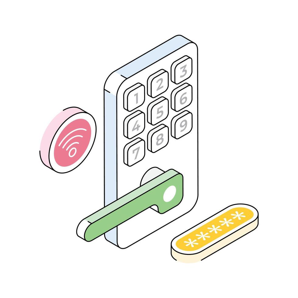 A premium isometric icon of smart lock technology access vector