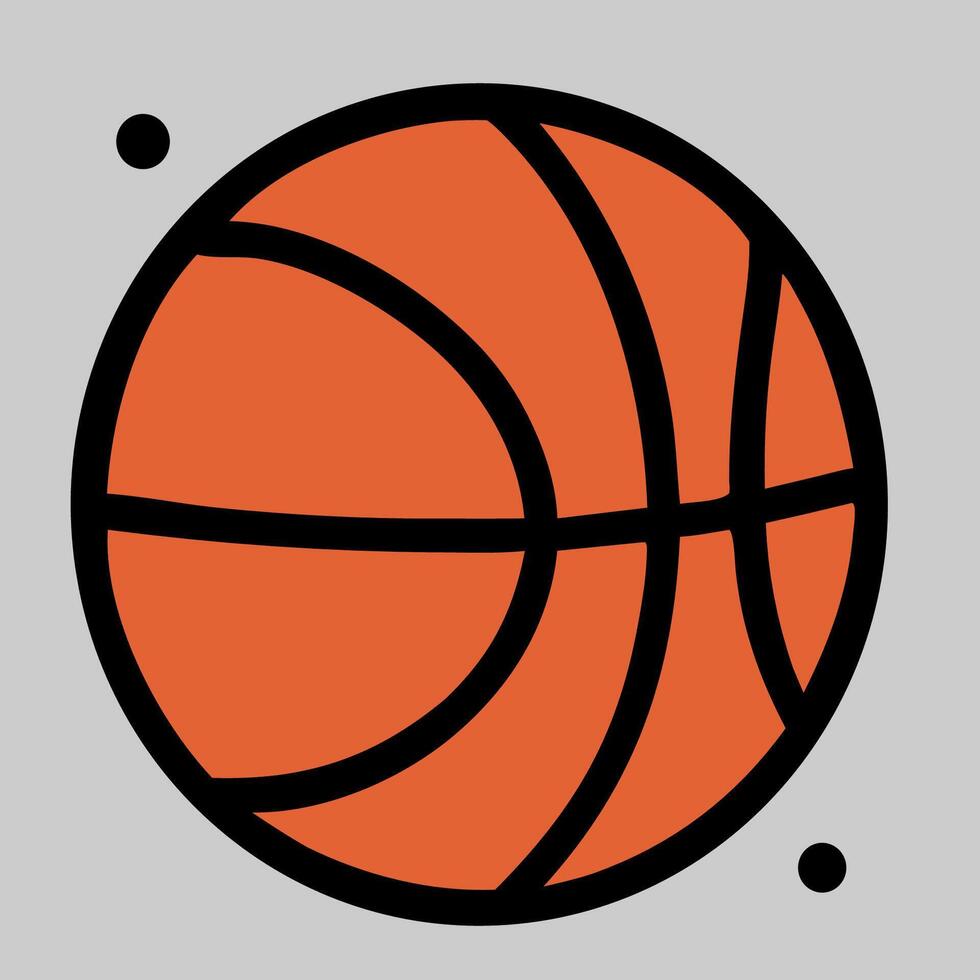 Basketball ball icon in orange color showing detail of texture lines flat cartoon style vector