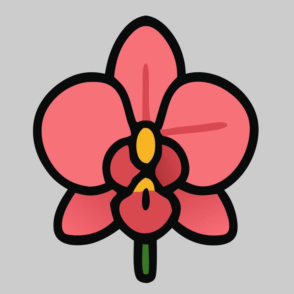 Orchid flower icon, suitable for tropical designs, elegant branding, exotic art or spa visuals. vector