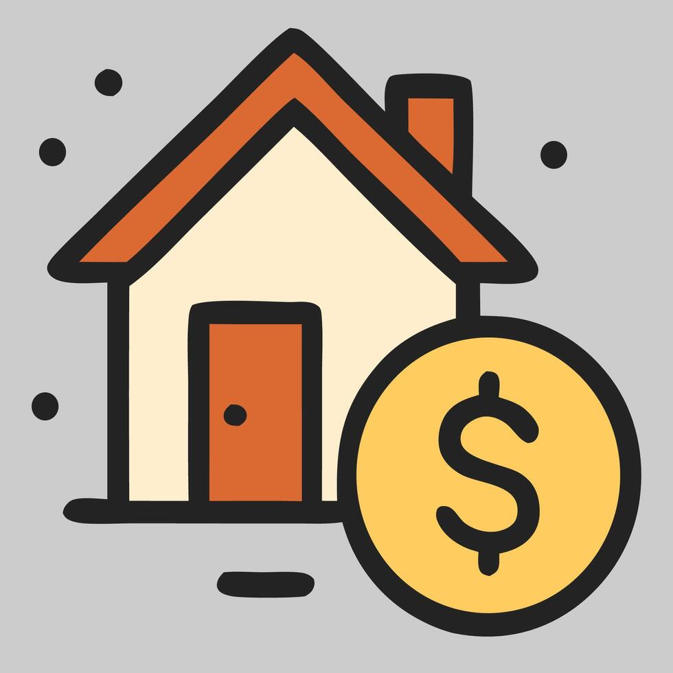 House icon with dollar coin beside representing financial investment in property and housing vector