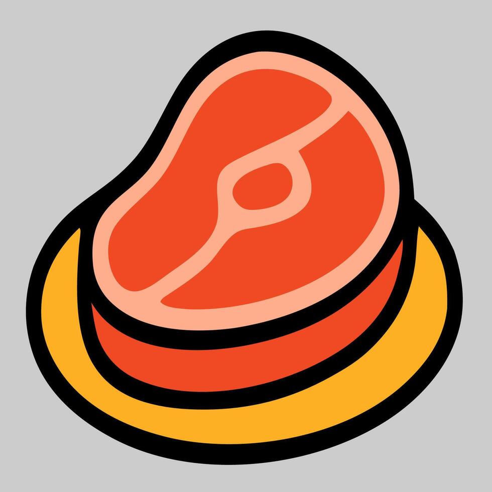 Meat icon symbolizes Qurban offering during Eid al-Adha, act of devotion, faith and generosity. vector