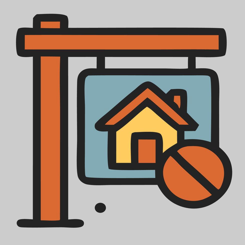 Crane lifting house icon indicating construction, property development and housing projects vector