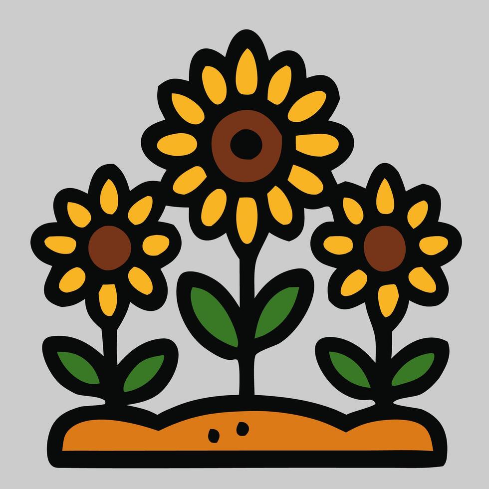 Cluster yellow flower icon, suitable for cheerful spring themes, floral stickers, or kids' books. vector
