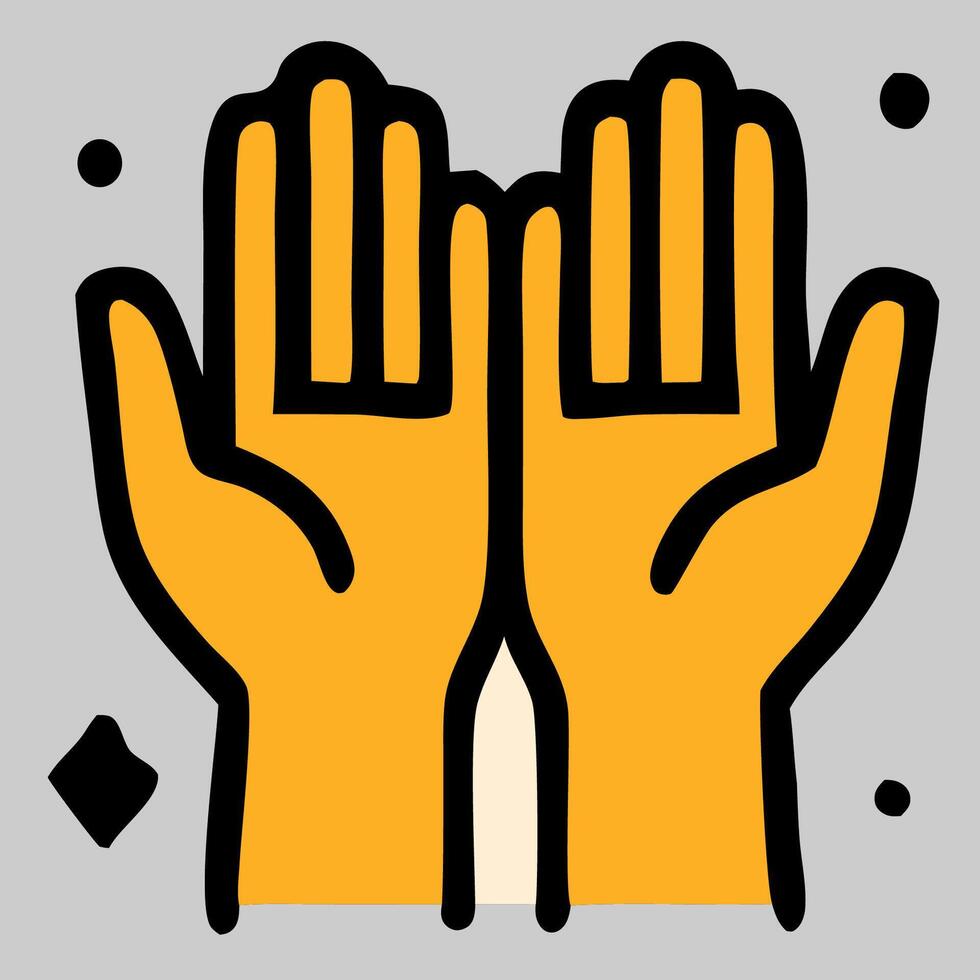 Praying hands icon during Eid symbolizes worship, spiritual bond with God, unity, and thankfulness. vector