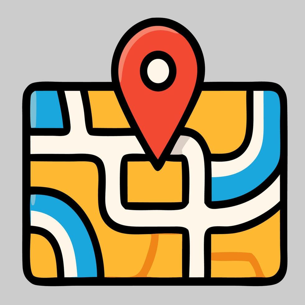 Location pin icon on city map representing real estate search, land plot, and home hunting vector