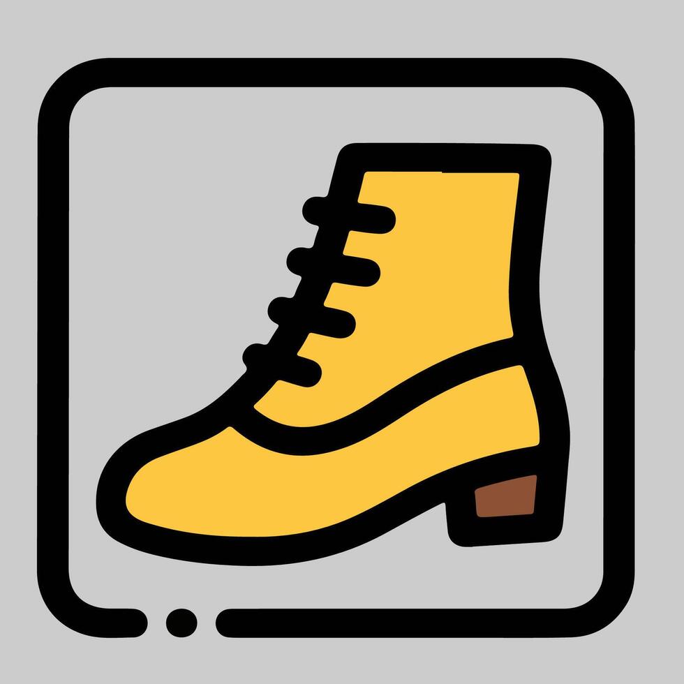 Yellow lace-up boots icon with high shaft design, great for autumn fashion, tough wear concepts, trekking visuals, or seasonal clothing themes. vector