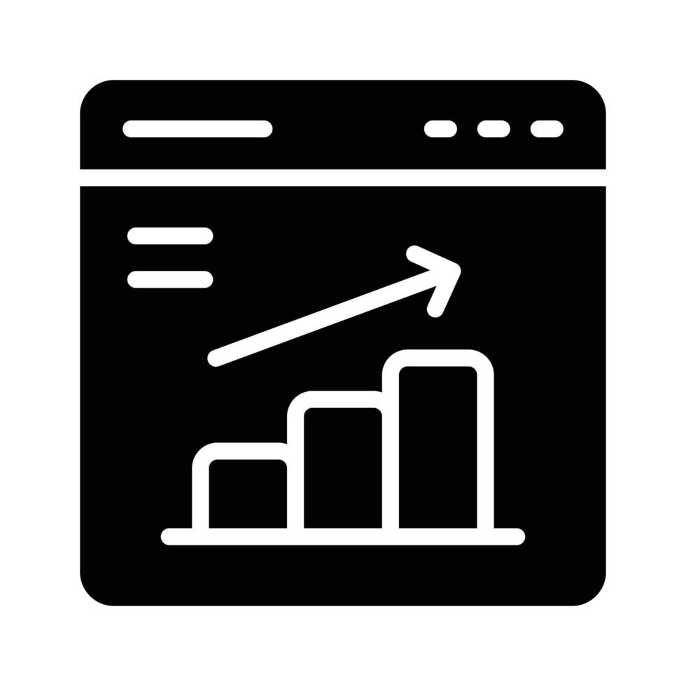 A filled style icon showing growth analysis chart vector