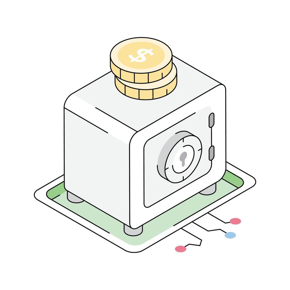 A captivating isometric icon showing secure digital vault vector