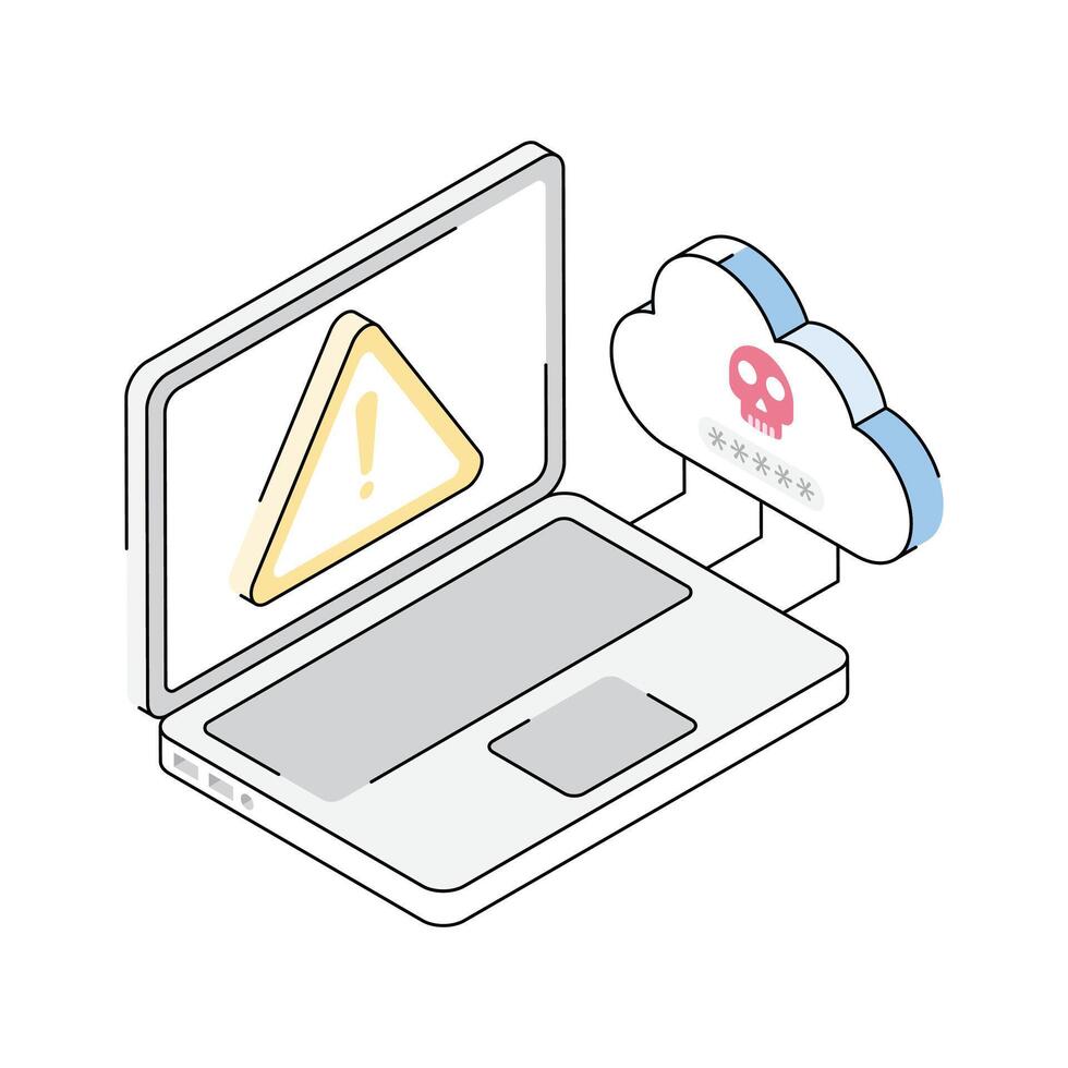 An amazing isometric icon visualizing real-time cloud hacking process vector