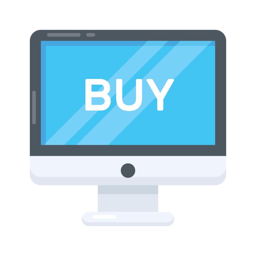 A flat style icon showing buy online screen vector