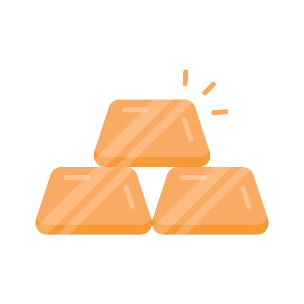 A flat icon showing gold bars in stacked arrangement vector