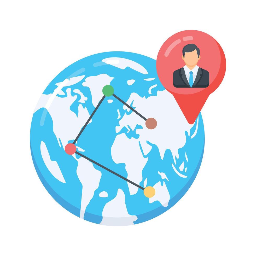 Grab this flat icon of international employee location vector