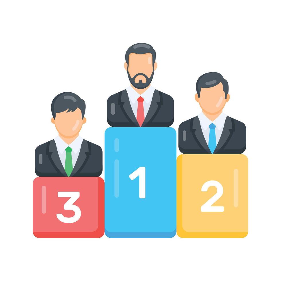 A flat style icon of employee ranking podium vector