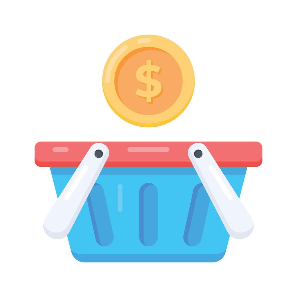 Grab this flat icon of shopping cart with money vector