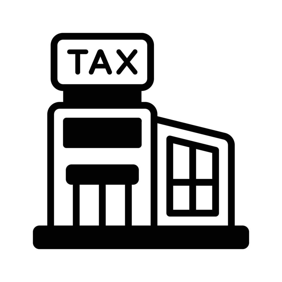 A glyph style icon showing tax office building. vector