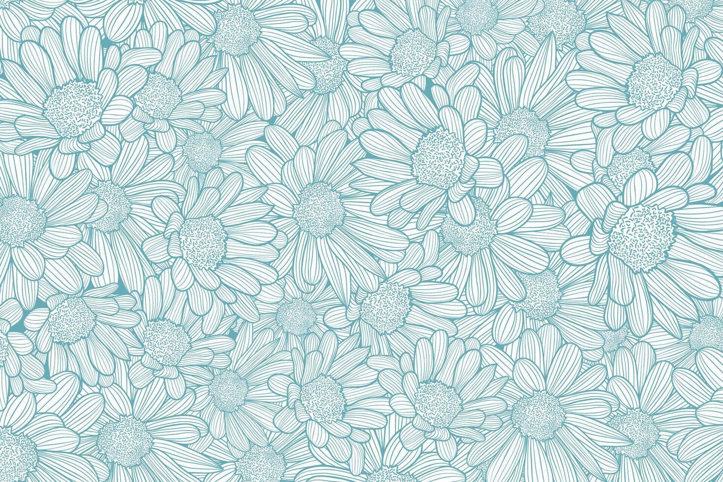 pattern with hand drawn daisies. vector