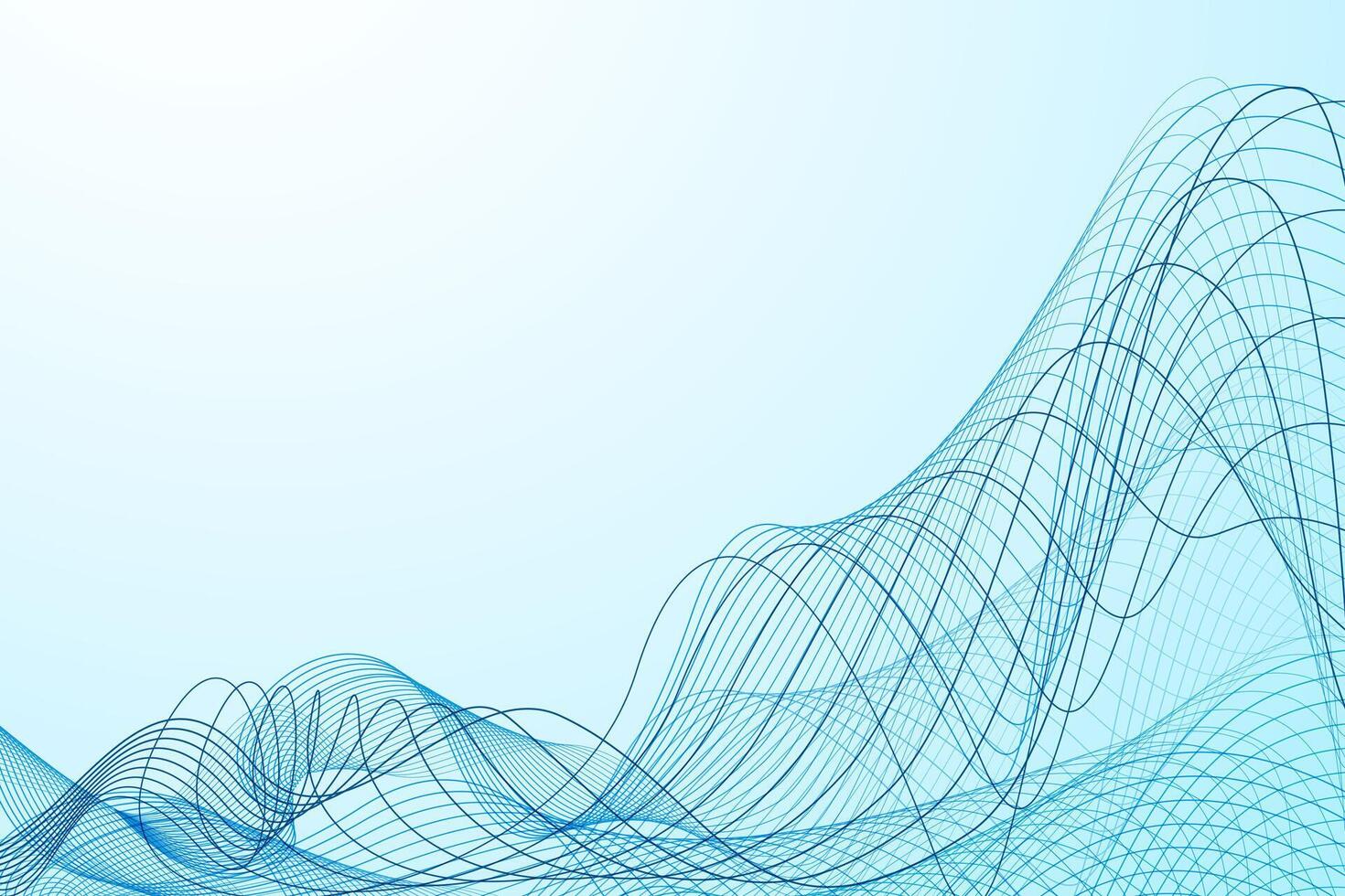 Abstract Blue Wavy Wireframe Lines Background vector