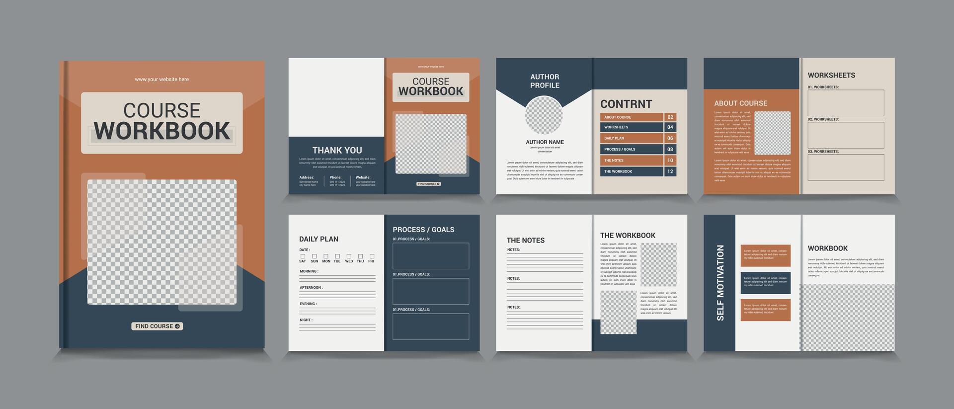Course Workbook template Layout vector