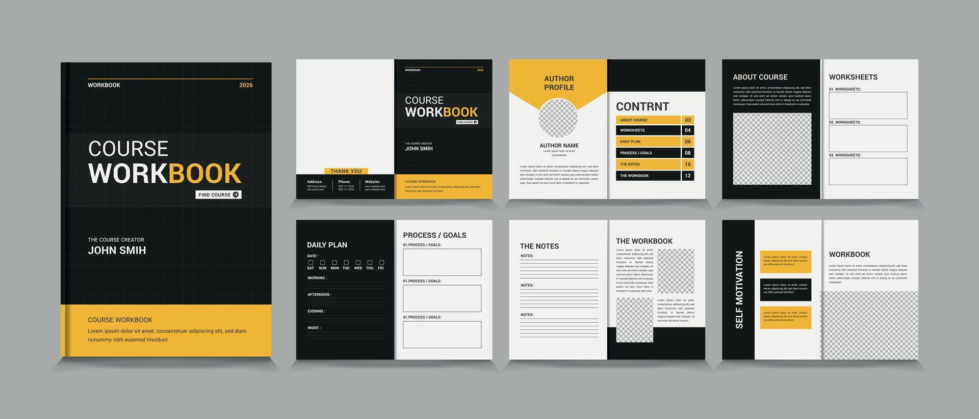 Course Workbook design template, Course Workbook Layout, a4 size Workbook template design vector