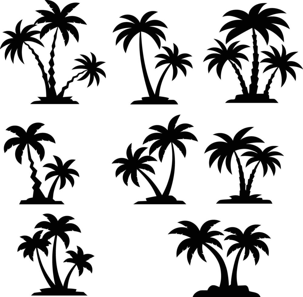 Geometric Palm Tree Silhouettes Abstract Creative Tropical Shapes vector