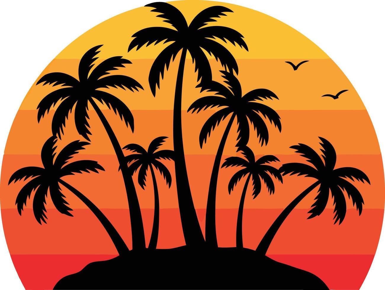Palm Tree Silhouette with Sunset Background for Beach Theme Decor vector