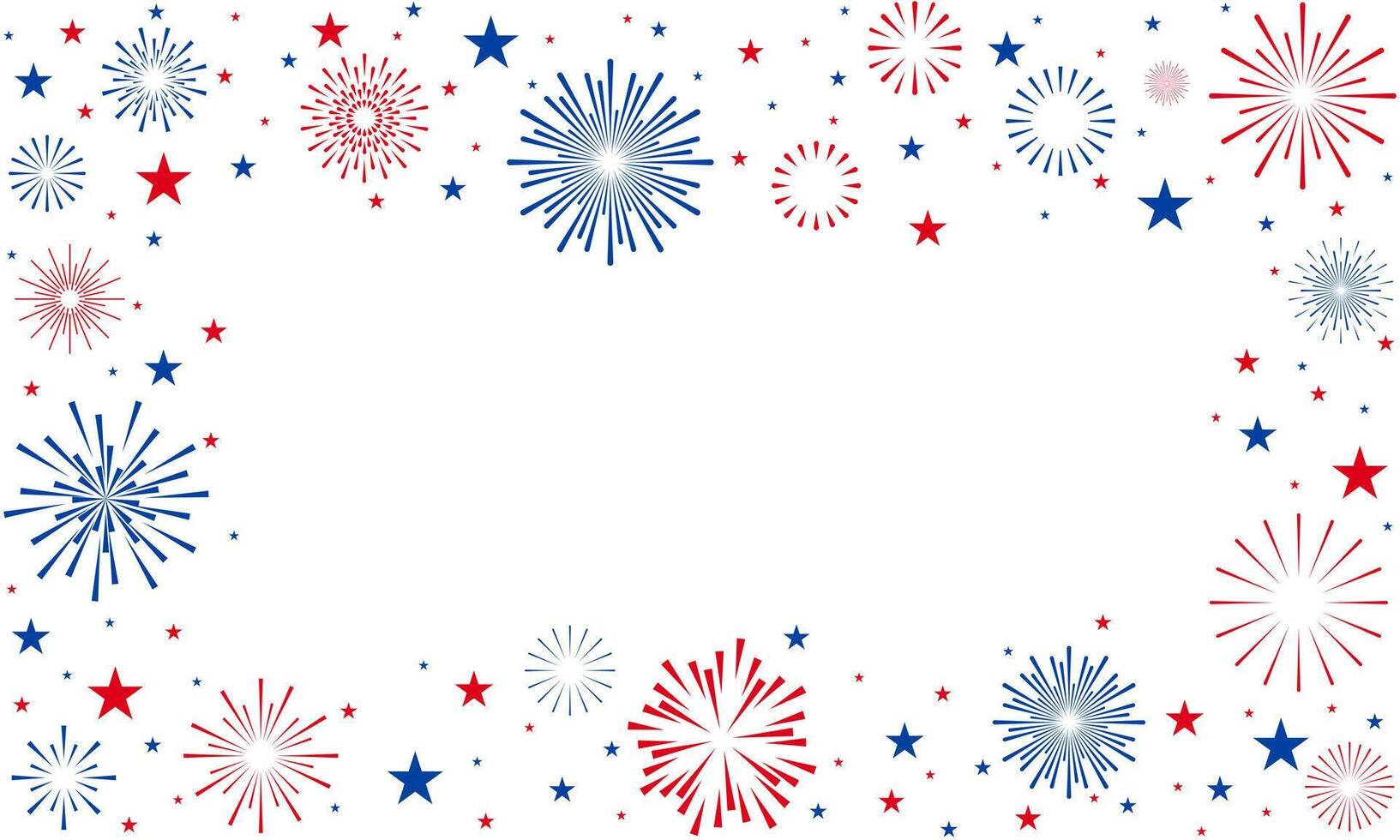 USA fireworks background, 4th July border, Independence Day vector