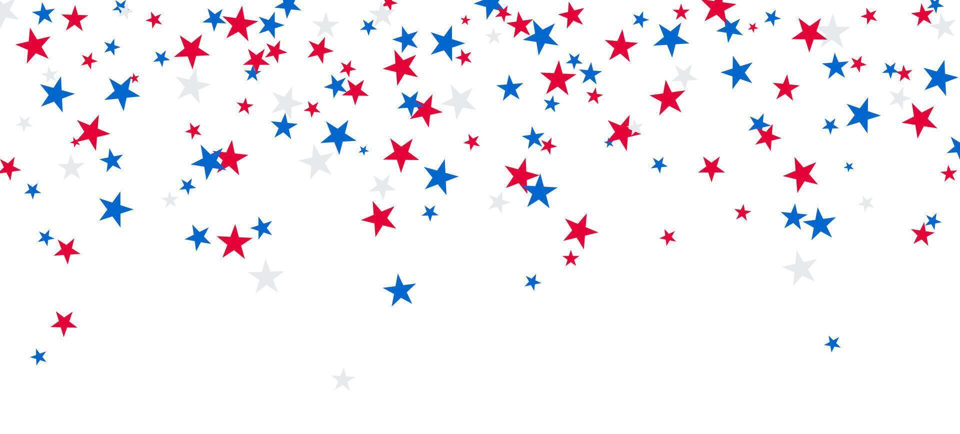 Blue and red star background, USA 4th July border, Labor Day vector