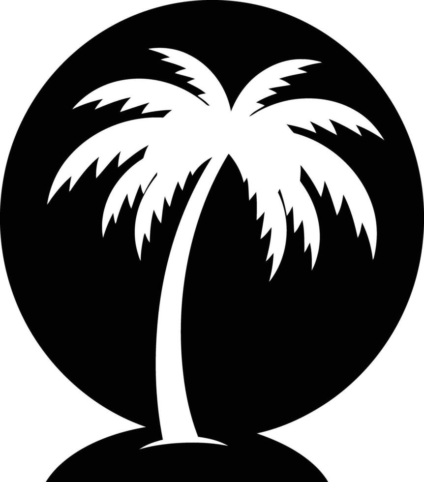 Palm Trees Under Sunset on Remote Island Silhouette vector