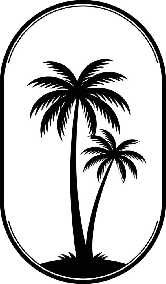Palm Tree Oval Frame Silhouette Perfect for Beach Themed Logo vector