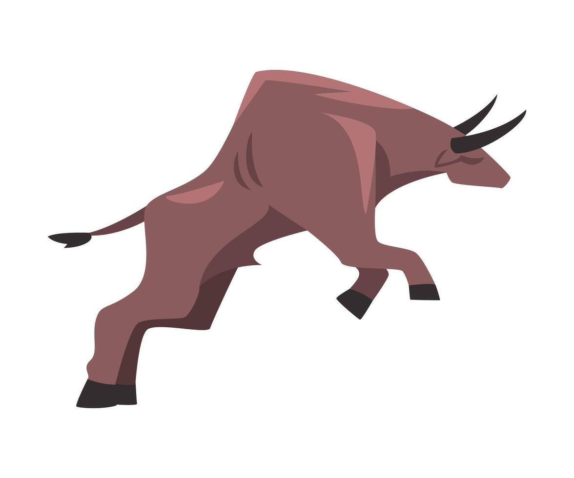 Jumping Bull, Spanish Corrida Traditional Performance Cartoon Style Illustration vector