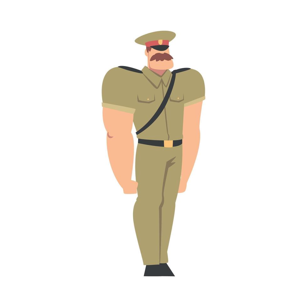 Military Man in Khaki Uniform, Army Soldier Character Cartoon Style Illustration vector