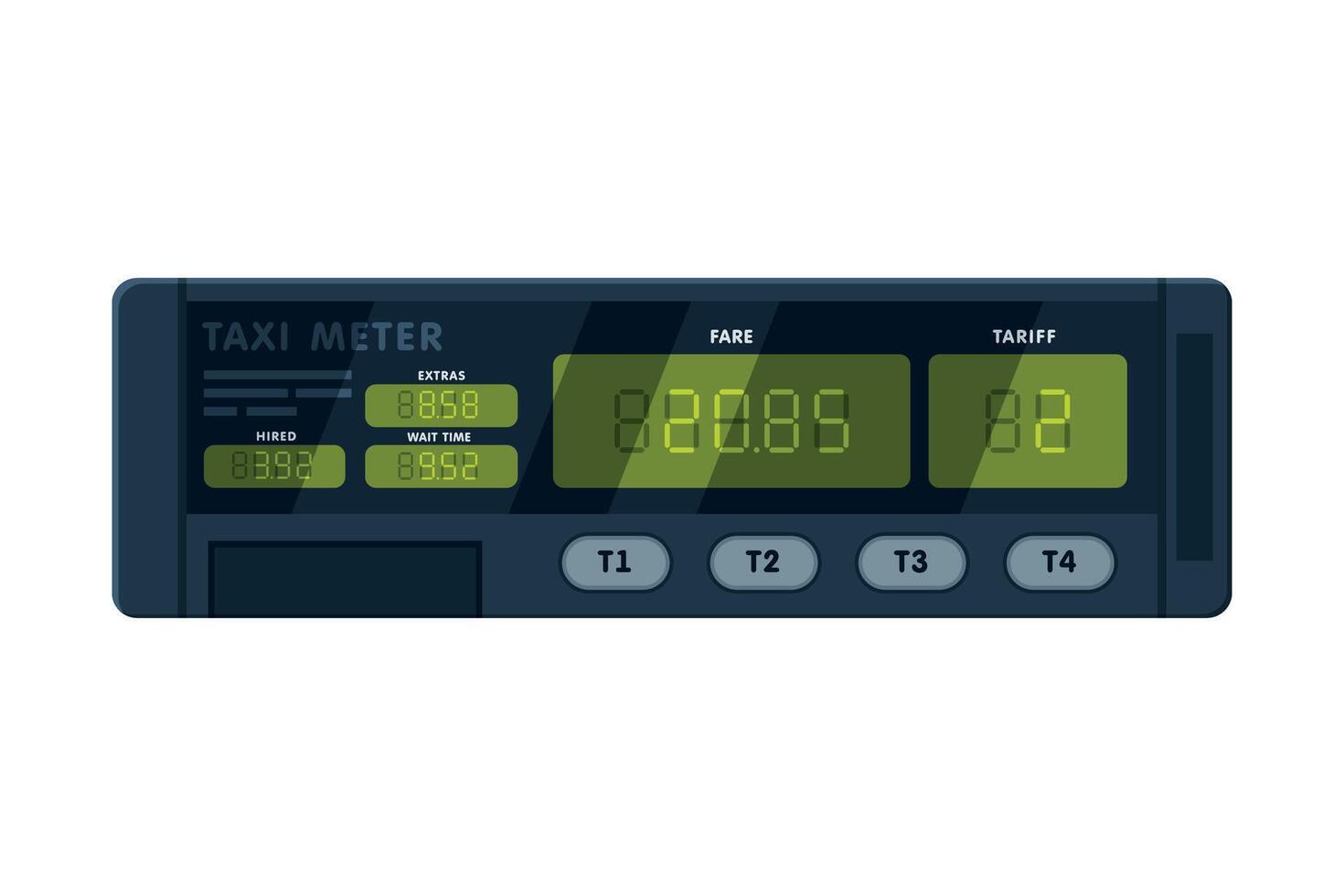 Taximeter Device, Calculating Equipment for Taxicab, Measurement Appliance with Buttons and Screen Illustration on White Background vector